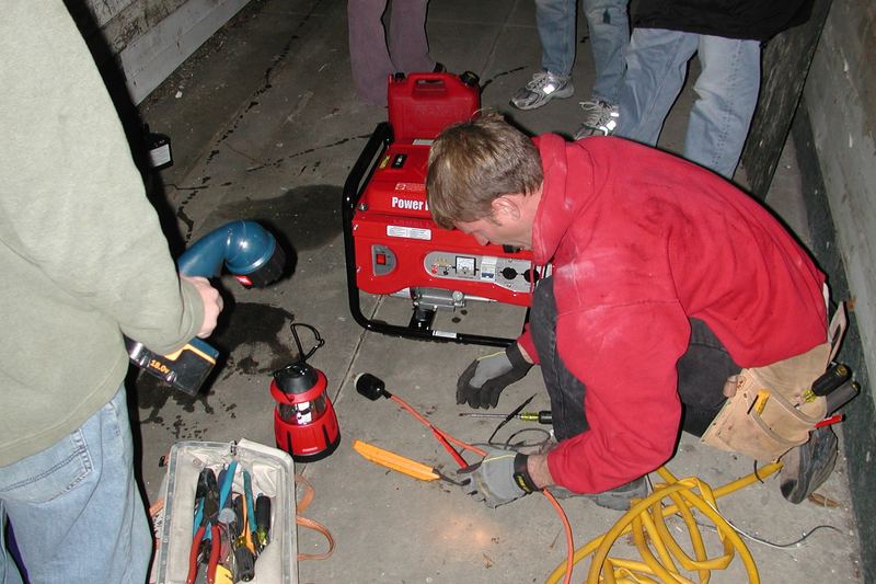 Electrician working on wiring during an installation